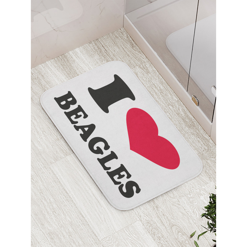 I Love Beagles Lettering Bath Mat