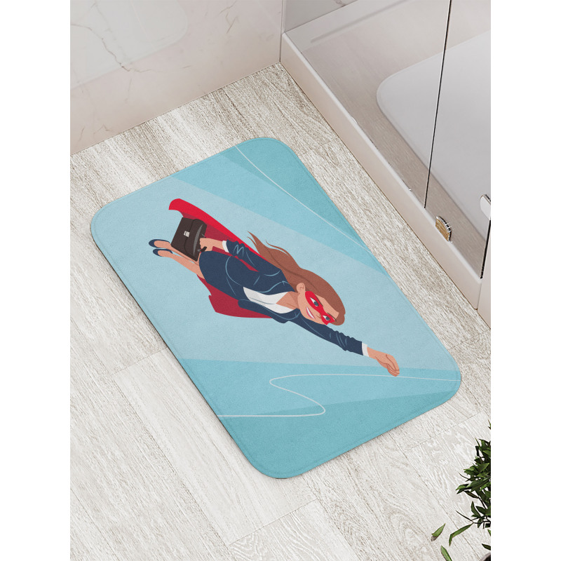 Young Superhero Woman Bath Mat