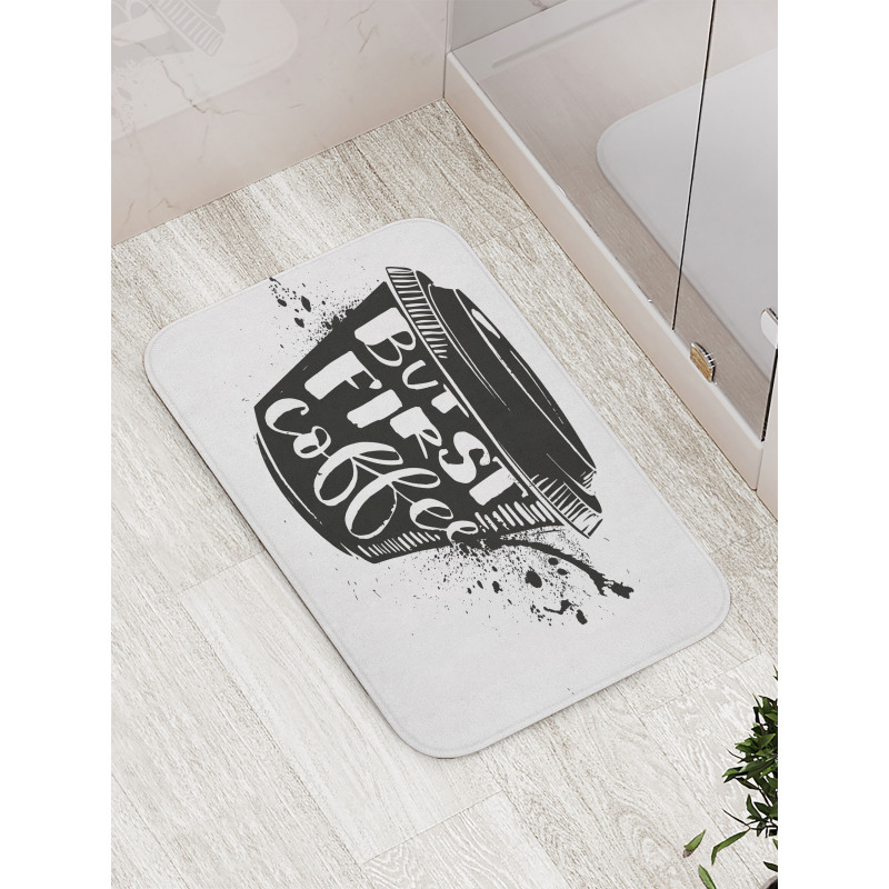 Black White Cup Bath Mat