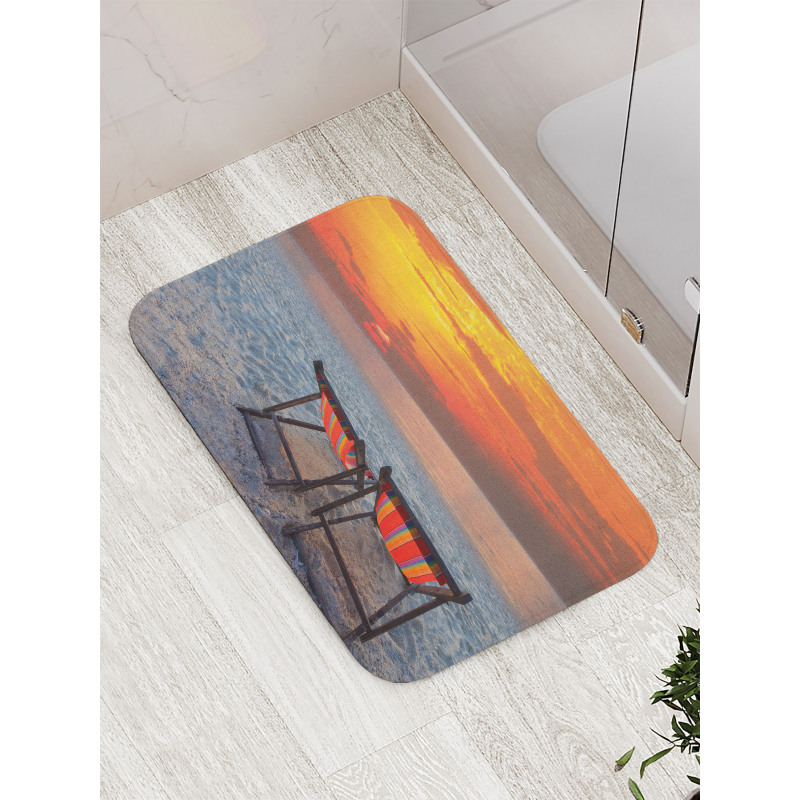 Beach with Colorful Sky Bath Mat