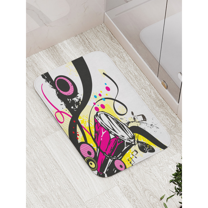 Retro Musical Abstract Art Bath Mat