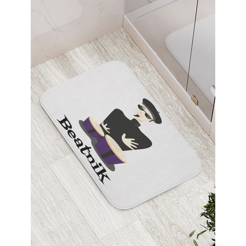 Beatnik Wording Cool Drummer Bath Mat