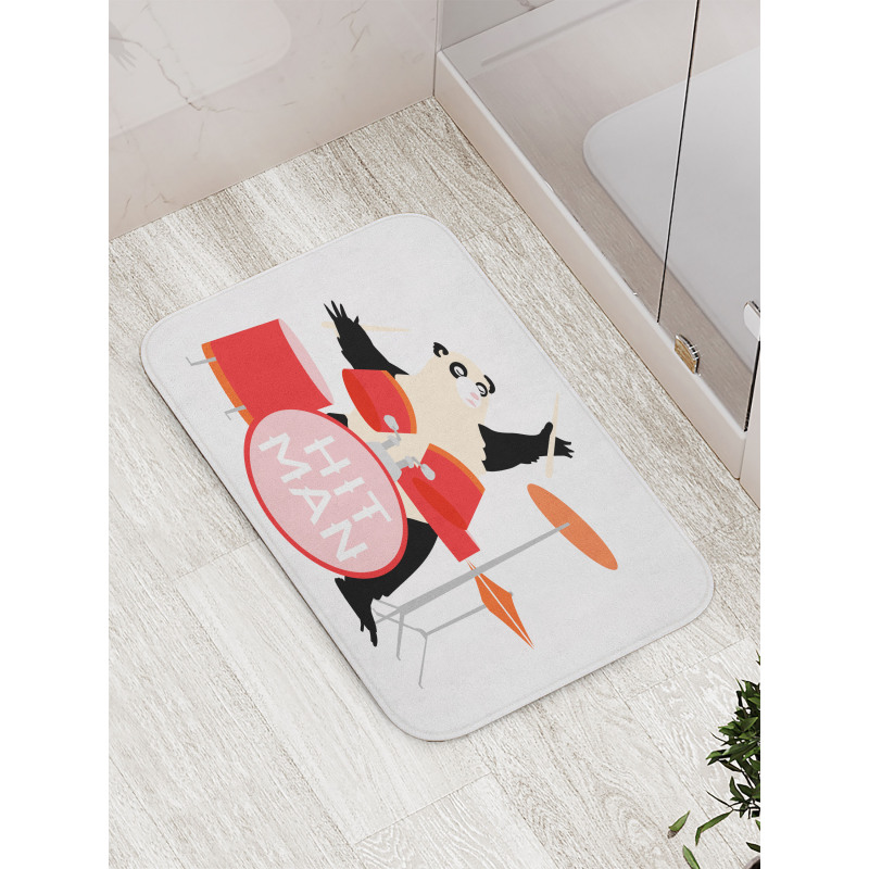 Whimsical Panda Hit Man Text Bath Mat