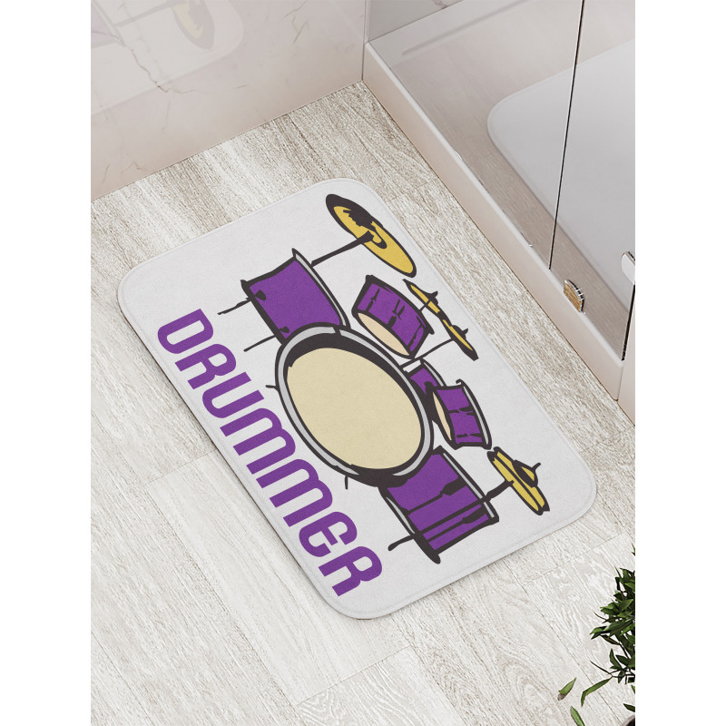 Drummer Wording Graphic Image Bath Mat