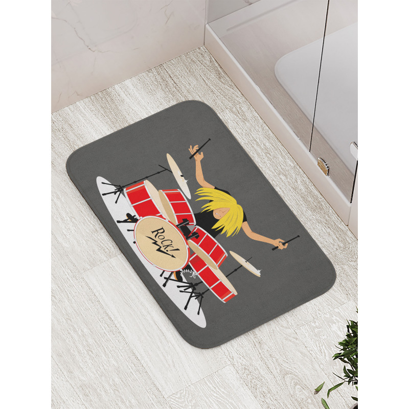 Rock and Roll Style Young Man Bath Mat