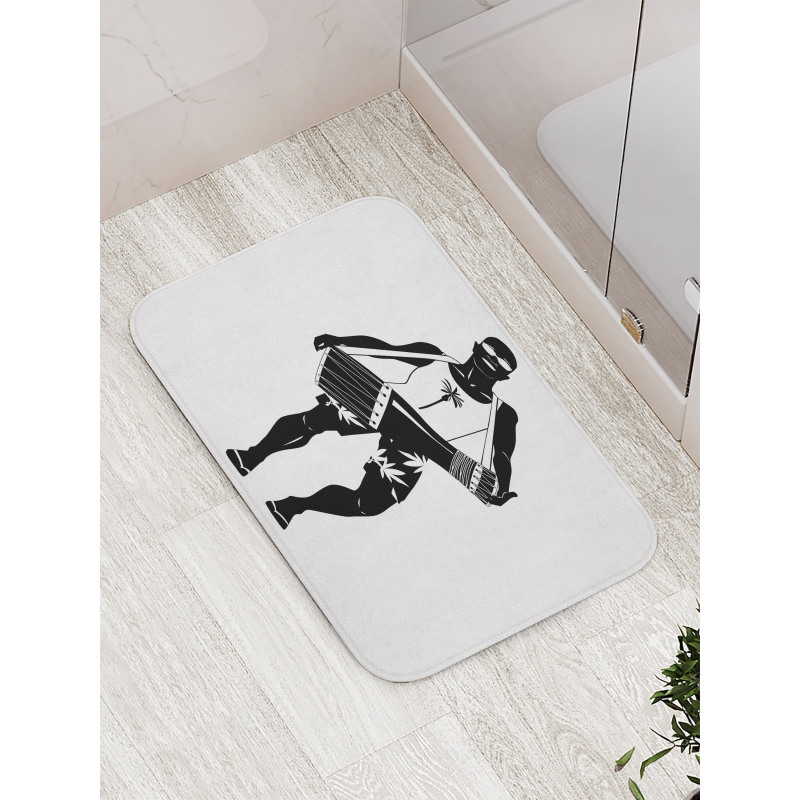 Exotic Man in Cool Sunglasses Bath Mat