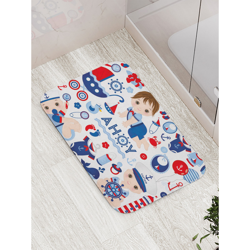 Sailor Babies Clothes Motif Bath Mat