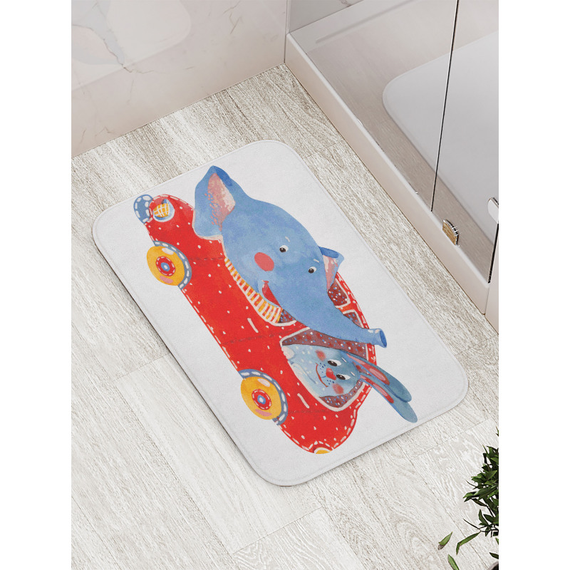 Funny Animal in a Car Bath Mat