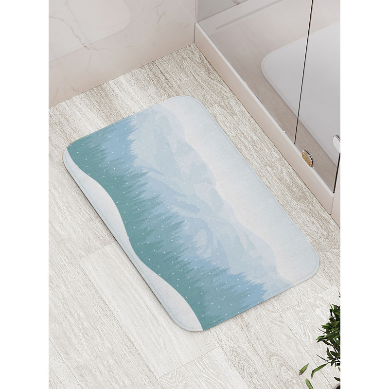 Mountains Winter Snowflake Bath Mat