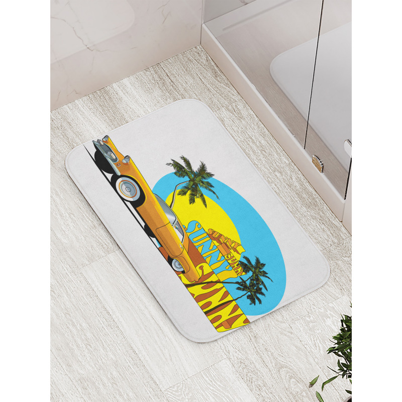 Vintage Car in City Miami Bath Mat