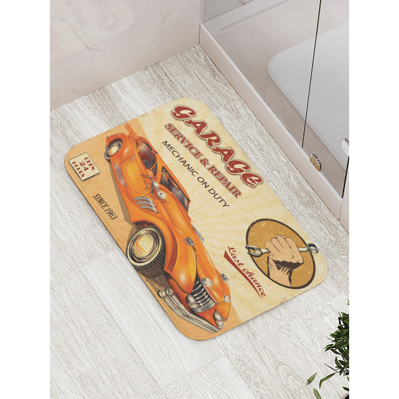 Engine and Mechanic Sign Bath Mat