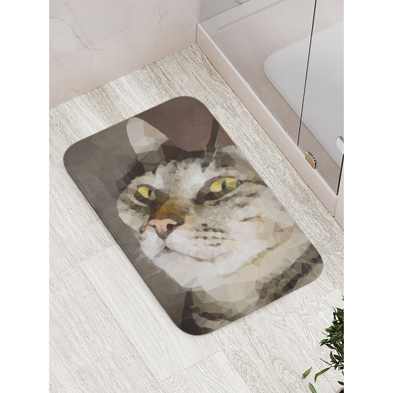 Low Poly Art Cat Portrait Bath Mat