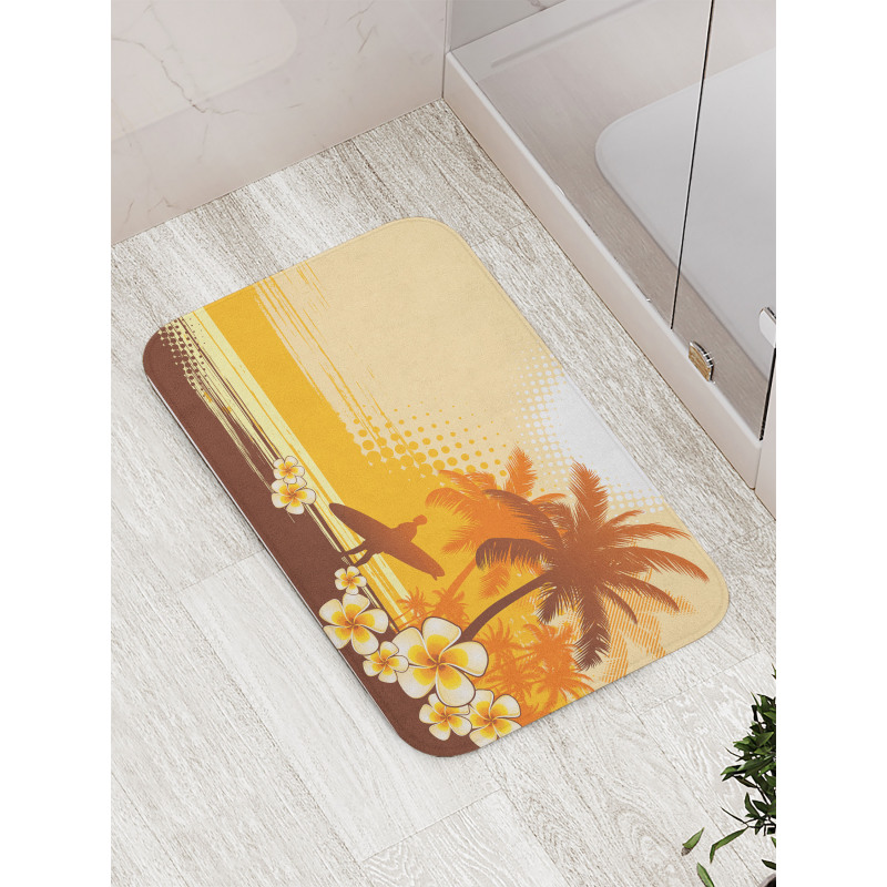 Surfer Tropical Landscape Bath Mat