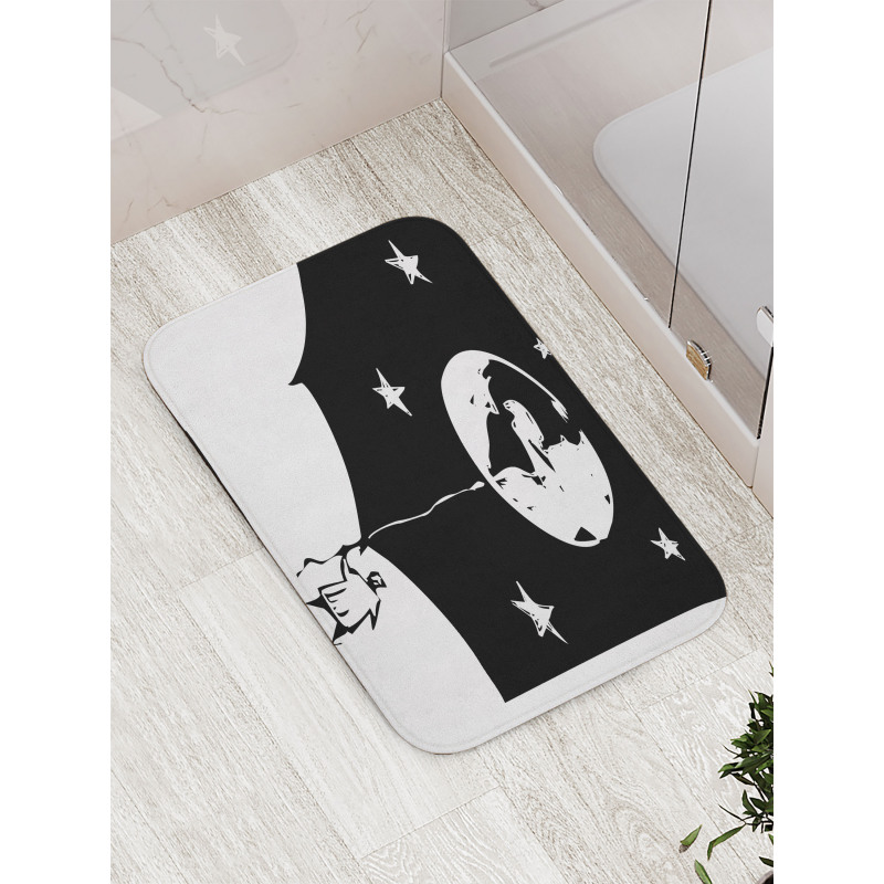 Boy Looking Up Stars Earth Bath Mat