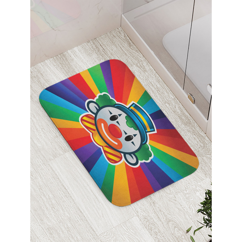 Clown Face Colorful Stripes Bath Mat