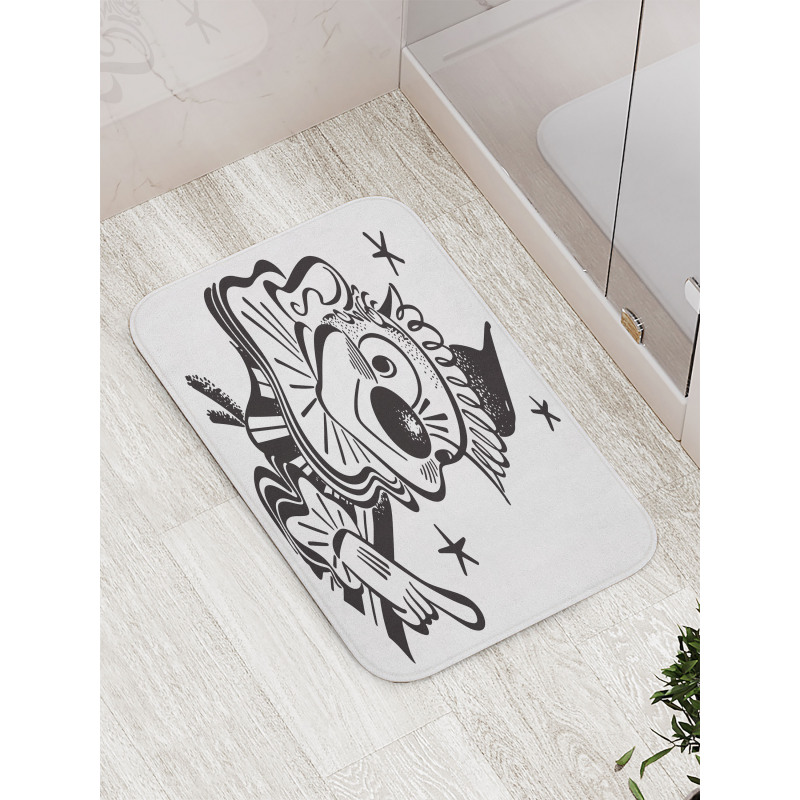 Whimsical Clown Portrait Bath Mat