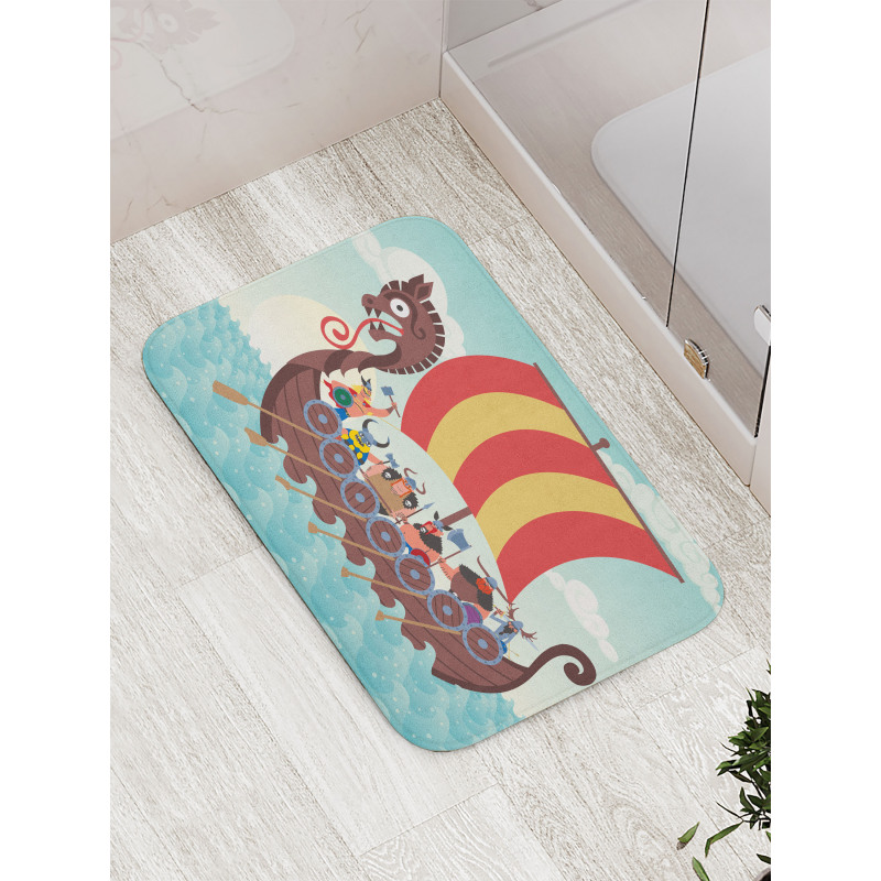 Dragon Ship and Characters Bath Mat