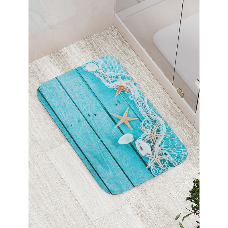 Nautical Shells and Net Bath Mat