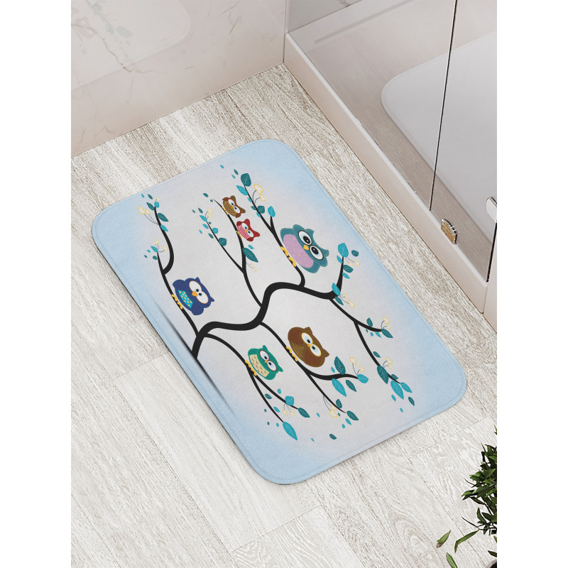 Night Animal Owl Love Bath Mat