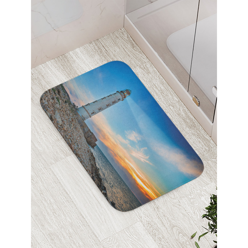 Lighthouse at Sunset Sea Bath Mat