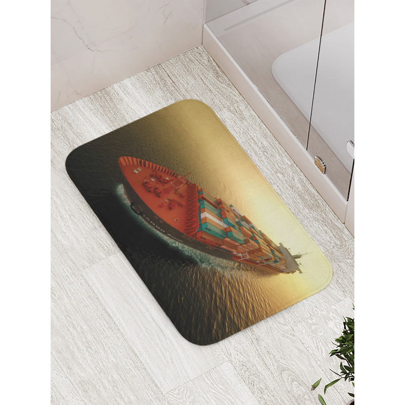 Container Ship at Sunrise Bath Mat