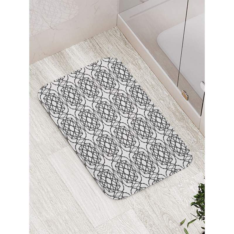 Monotone Inspired Line Art Bath Mat