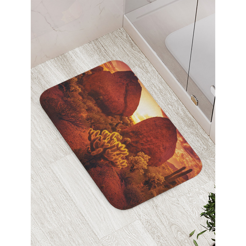 Cactus Rocks Desert Scenery Bath Mat