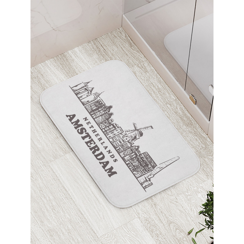 Netherlands City Skyline Bath Mat