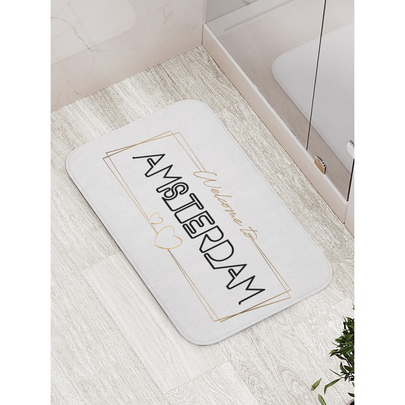 Cursive Text with Hearts Bath Mat