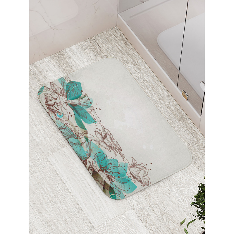 Retro Hibiscus Art Bath Mat