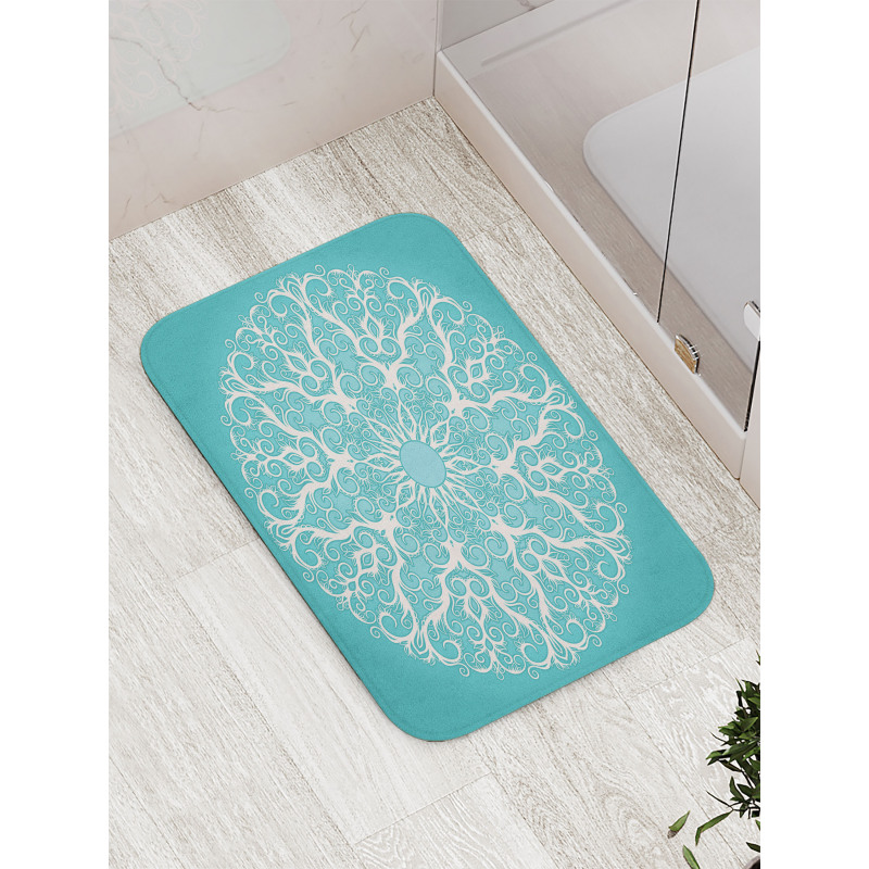 Symmetrical Floral Curves Bath Mat