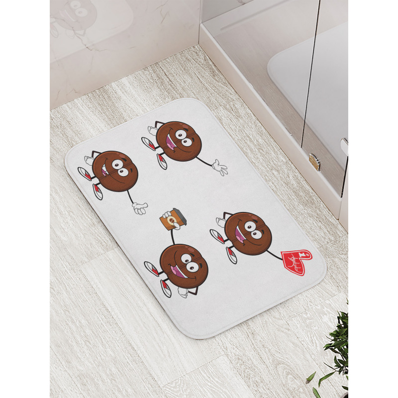 Cheerful Cartoon Characters Bath Mat