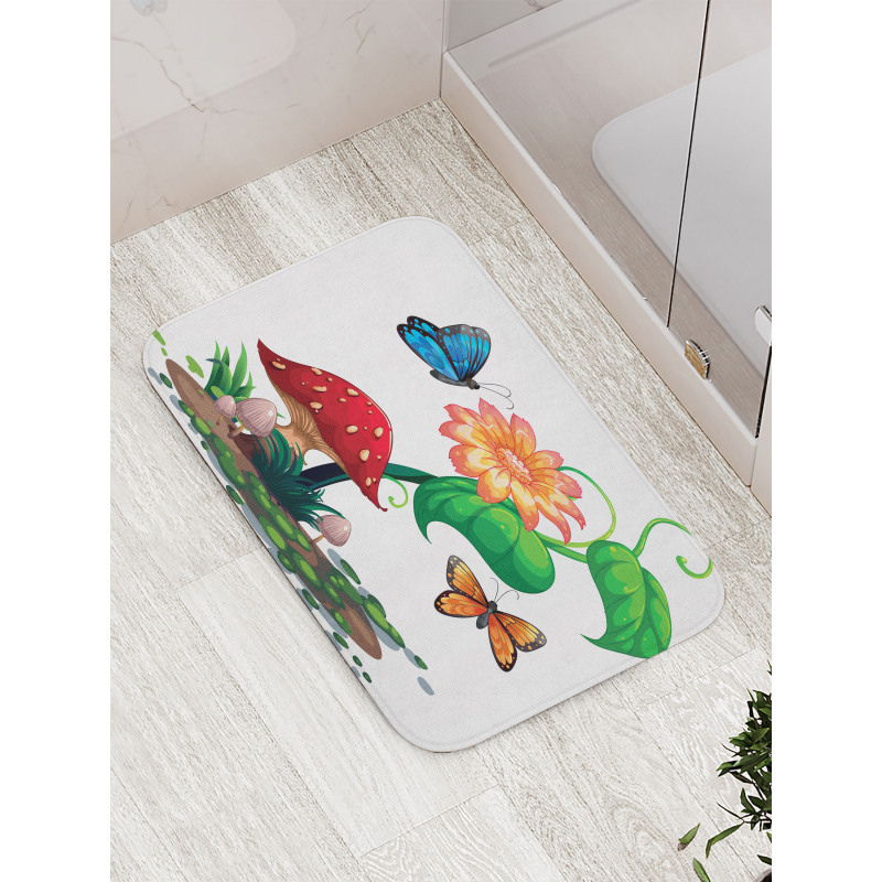 Flowering Plant Butterfly Bath Mat