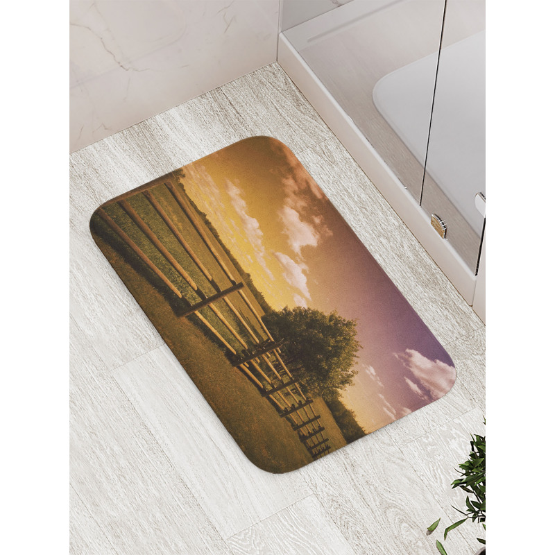 Rural Meadow Fence Sky Bath Mat