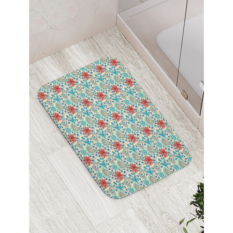 Flowers Folk Motifs Bath Mat