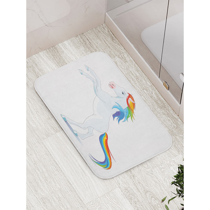 Reared up Horse Rainbow Mane Bath Mat