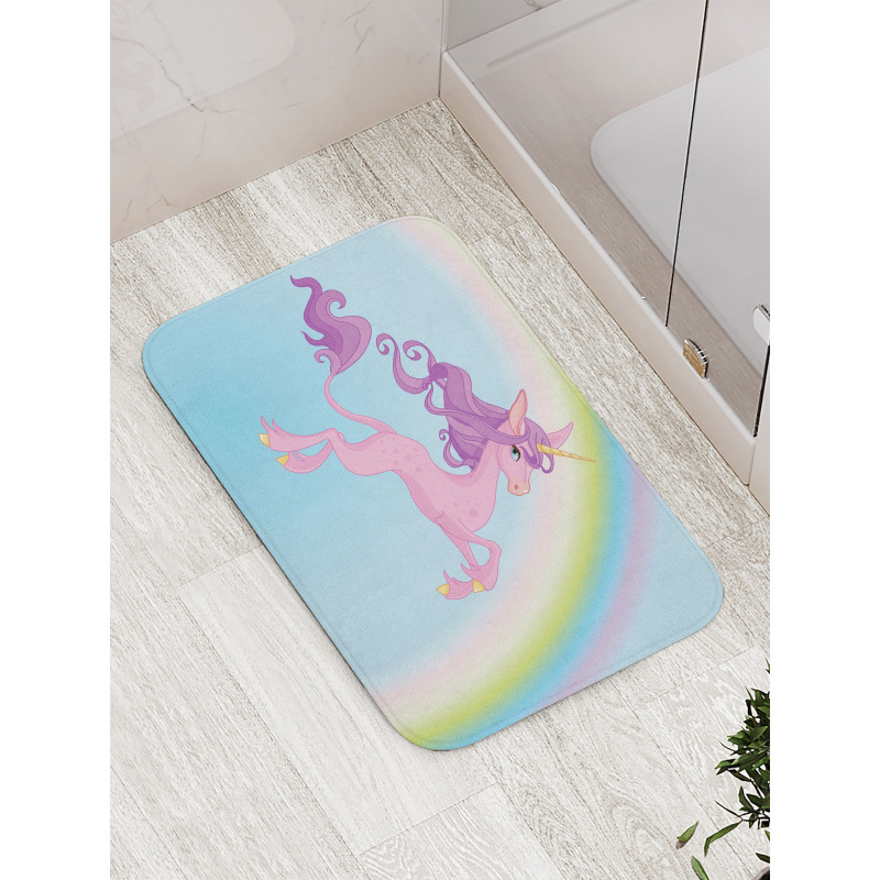 Unicorn and Pastel Rainbow Bath Mat