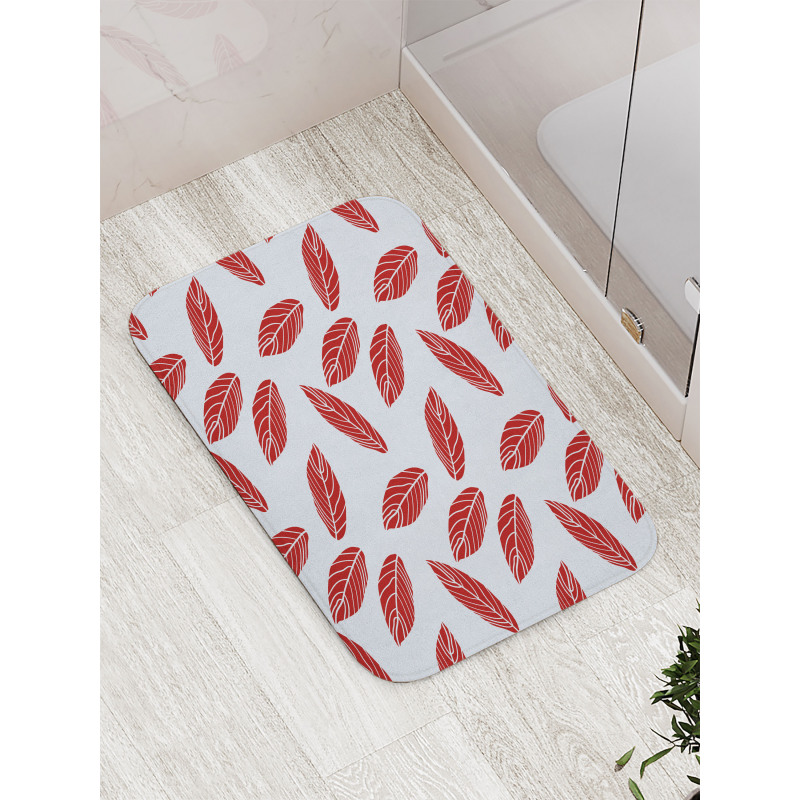 Modern Abstract Leaf Motif Bath Mat