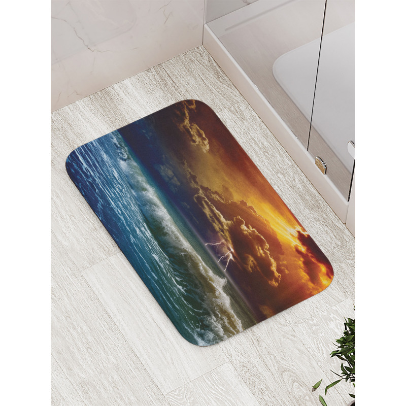 Ocean Wild Fire Waves Bath Mat