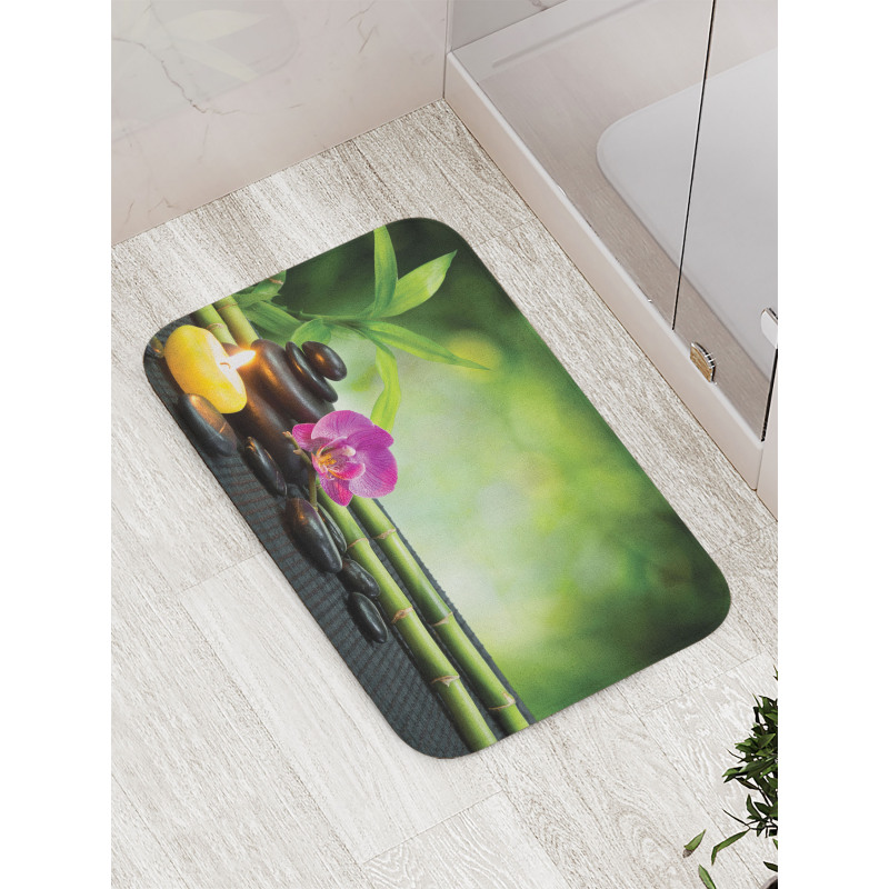 Orchid Bamboo Stems Bath Mat