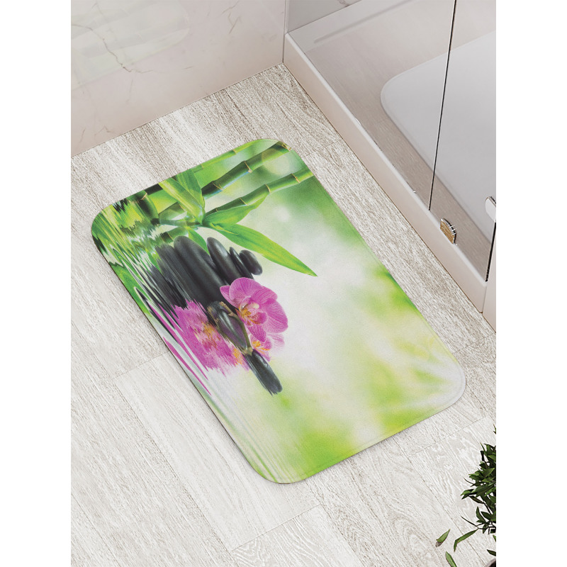 Orchids Rocks Water Bath Mat