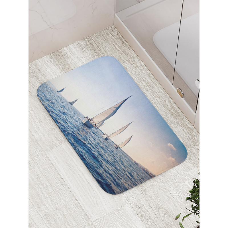 Racing Sport Sailboats Bath Mat