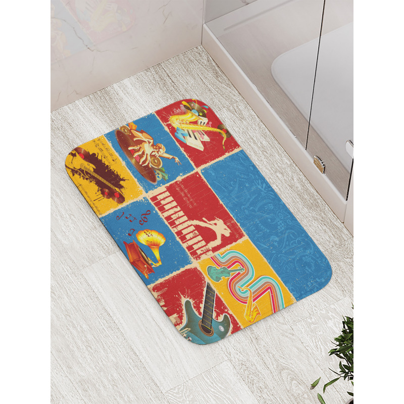 Music Jazz Grunge Boho Bath Mat