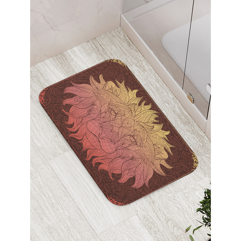 Lion Floral Ornate Art Bath Mat