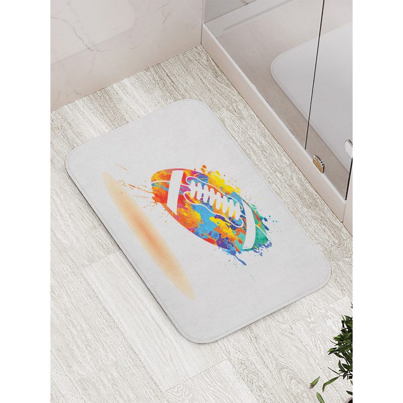 Rugby Ball Splash Effect Bath Mat