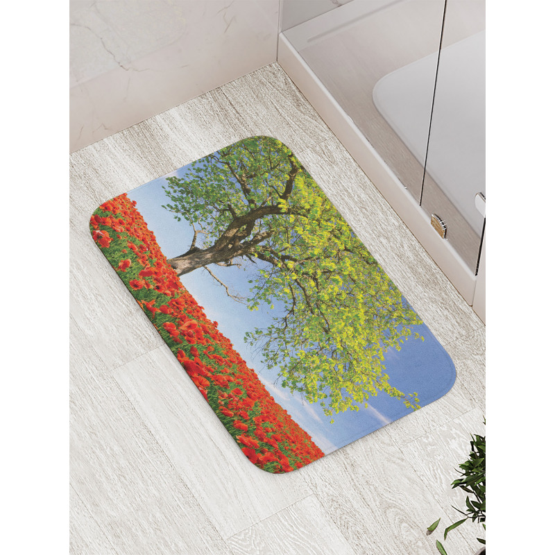 Spring Scenery Flowers Bath Mat