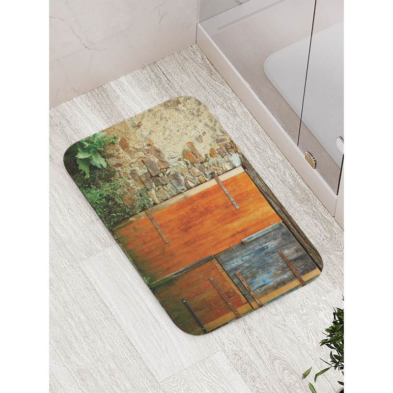 Old French Wooden Door Bath Mat