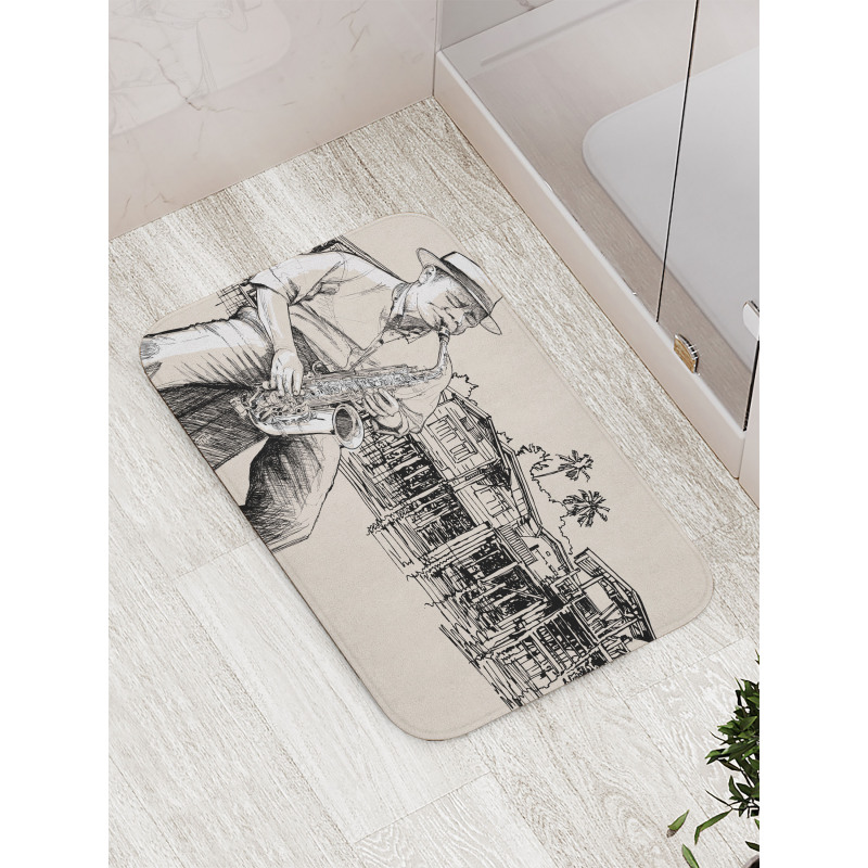 River Bank Palm Trees Bath Mat