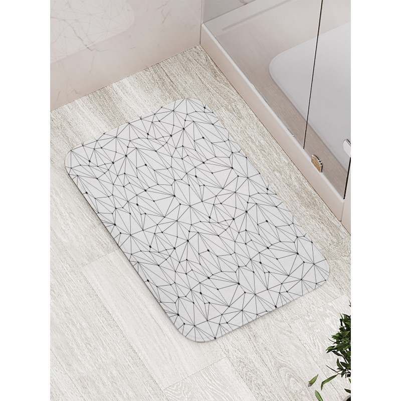 Modernistic Network Lines Dot Bath Mat