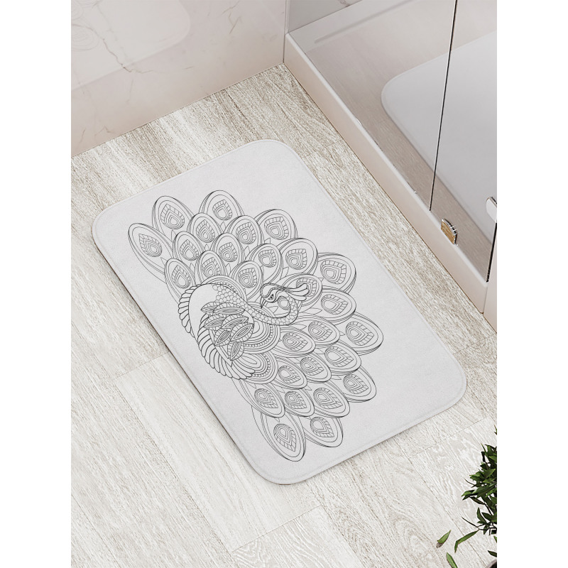 Outline Design Peacock Bird Bath Mat